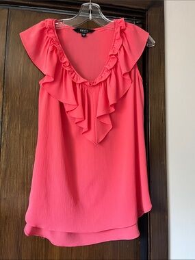 IMNYC Coral Ruffle V-Neck Sleeveless Blouse